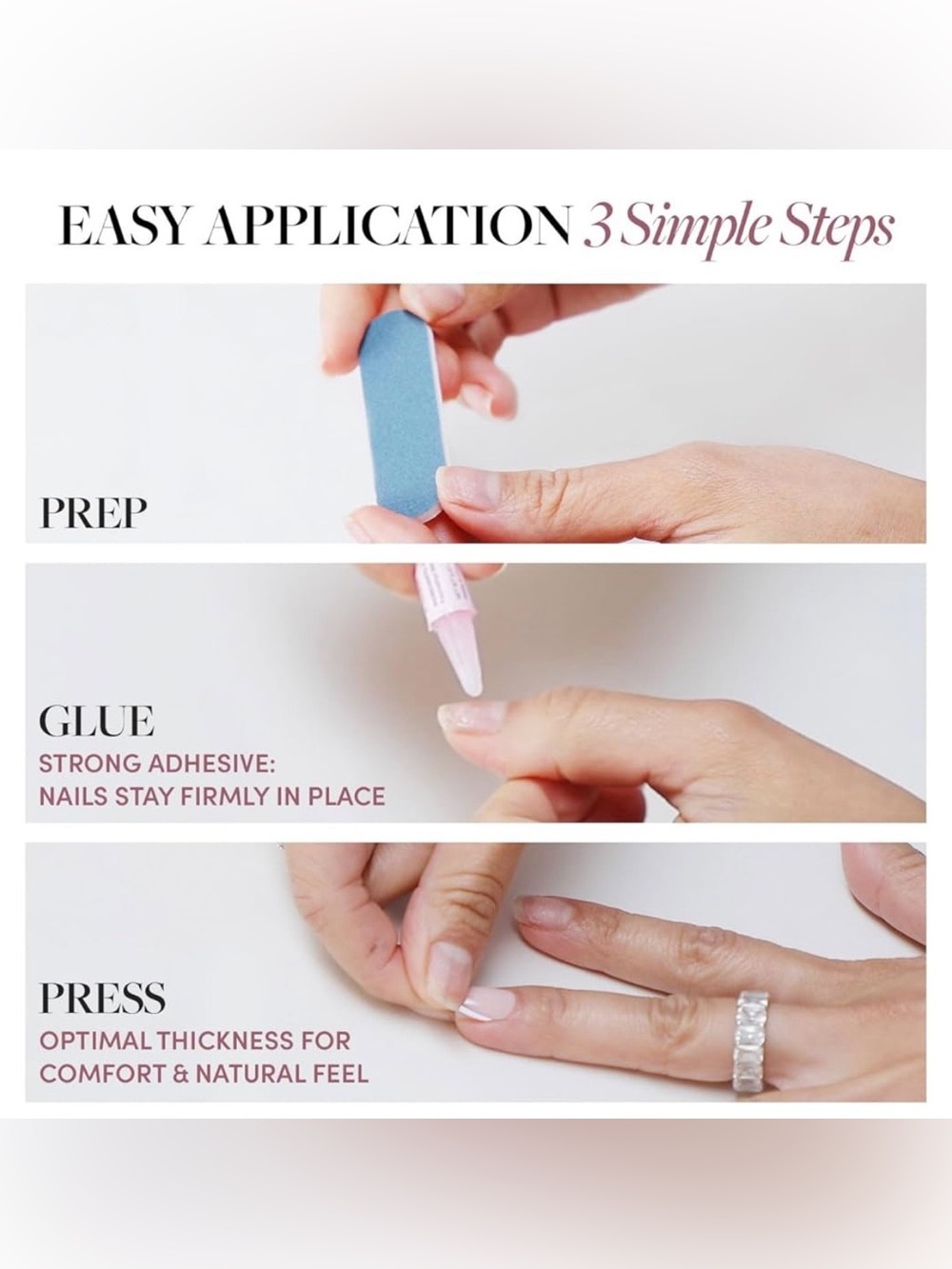 Glamnetic Press on Nails Medium Coffin Shape in Phantom Glow NIB - Picture 5 of 7